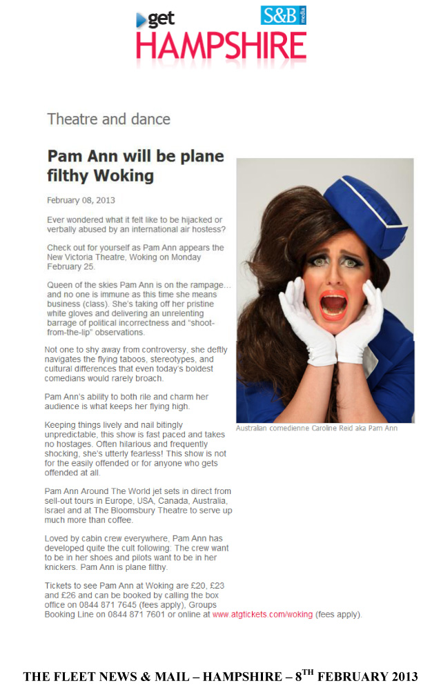 PAM ANN - THE FLEET NEWS & MAIL - HAMPSHIRE - 8TH FEBRUARY 2013